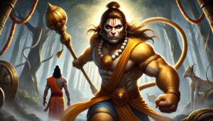 A powerful protective moment of Lord Hanuman, captured in this 1080p ultra hd hanuman hd wallpaper, showcasing his loyalty and strength.