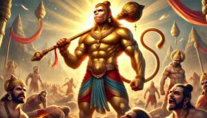 Lord Hanuman destroying Ravana’s fortress is captured in this powerful 1080p ultra hd hanuman hd wallpaper, showcasing his divine strength.