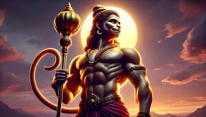 Lord Hanuman stands ready for battle in this highly detailed 1080p ultra hd hanuman hd wallpaper, showing his divine strength in 4K.