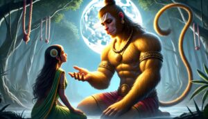 Lord Hanuman’s encounter with Sita is captured in this serene 1080p ultra hd hanuman hd wallpaper, full of divine devotion and compassion.