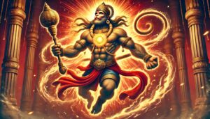 Lord Hanuman wielding celestial weapons is captured in this powerful 1080p ultra hd hanuman hd wallpaper, radiating divine might and readiness.