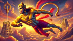 Lord Hanuman’s heroic journey to Lanka is vividly captured in this 1080p ultra hd hanuman hd wallpaper, showcasing his divine speed and strength