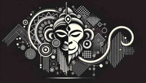 Abstract HD wallpaper Hanuman logo in modern design with a black background, symbolizing strength and devotion.