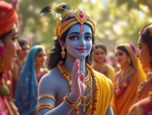 Cute Krishna images HD 1080p show Krishna blessing his devotees with divine love and peace.