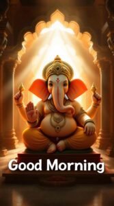 Let the temple light guide you with these good morning Ganesh ji images hd, bringing Lord Ganesh's divine blessings.