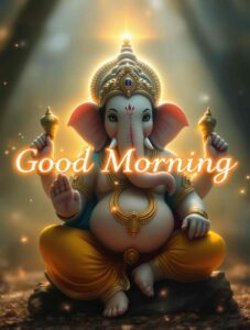 Find peace with these good morning Ganesh ji images hd, featuring the divine smile of Lord Ganesh to start your day.