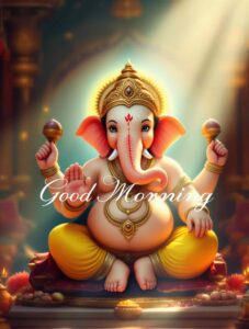 Start your morning in divine surroundings with good morning Ganesh ji images hd, as Lord Ganesh brings peace and prosperity.