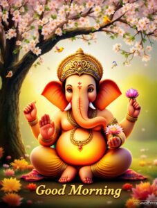 Let your day begin with good morning Ganesh ji images hd, where Lord Ganesh’s presence fills the morning air with beauty and blessings.