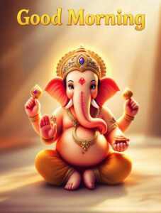 Start your day with divine energy through good morning Ganesh ji images hd, where Lord Ganesh radiates spiritual light and blessings.