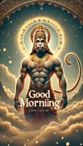 These “good morning images of hanuman ji” depict Hanuman in a victory pose, radiating divine confidence and strength.