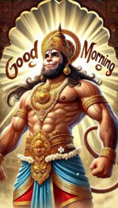 These “good morning images of hanuman ji” capture Hanuman’s divine power, protection, and love, radiating blessings to all.