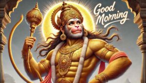 In these “good morning images of hanuman ji,” Hanuman’s devotion to Lord Rama is showcased with divine love and power.