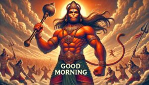 “Good morning images of hanuman ji” portray his divine power as he stands strong against the forces of evil.