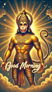 These “good morning images of hanuman ji” depict Hanuman holding a sacred sutra, radiating divine wisdom and strength.