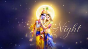 Captivating "good night images of Radha Krishna" reflect eternal love, surrounded by nature’s beauty and divine radiance.