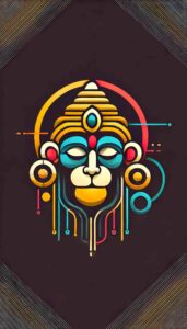 Abstract HD wallpaper Hanuman logo with geometric shapes representing Hanuman’s iconic features, set against a black background.