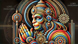 Abstract line art of Hanuman in HD wallpaper format with a black background.