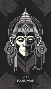 Abstract HD wallpaper Hanuman logo with angular lines symbolizing strength and resilience against a black background.