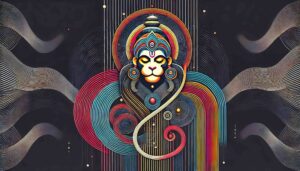 Abstract Hanuman logo symbolizing strength and spirituality in HD wallpaper format.