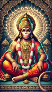 Hanuman Dada photo HD of Lord Hanuman seated on a stone with his mace by his side, portraying peace and readiness