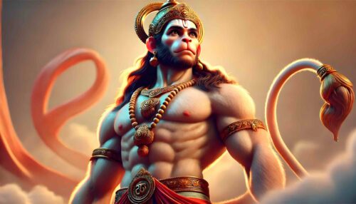 Hanuman Ji standing photo representing the deity as a protector and guardian of devotees.