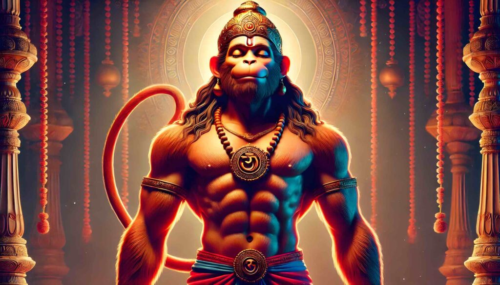 Hanuman Ji standing photo portraying the spiritual significance of staying grounded in faith.