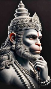 hanuman mace holding pics hd wallpaper A powerful image of Lord Hanuman's upper body in HD, reflecting his unwavering devotion and heroic spirit – a perfect hanuman pics hd wallpaper.