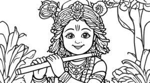 images of krishna for colouring greetfuly 10 "Images of krishna for colouring" featuring Krishna playing a flute are easy for children to color with simple outlines.