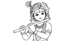images of krishna for colouring greetfuly 2 "Images of krishna for colouring" featuring Krishna in a simple pose offer an easy and delightful colouring experience for children.