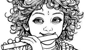 images of krishna for colouring greetfuly 6 These "images of krishna for colouring" with Krishna holding a flute are easy to fill with colours for young children.