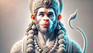 invincible lord hanuman hd pics wallpaper A wise and calm Lord Hanuman captured in HD, symbolizing intellect and wisdom. A great hanuman pics hd wallpaper.