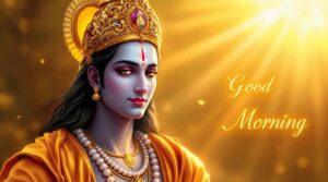 Begin your day with jai shri ram good morning images download, featuring Lord Ram bathed in divine morning light.