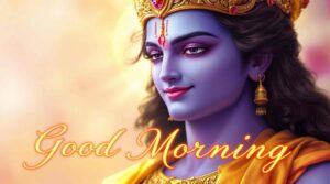 Begin your morning with jai shri ram good morning images download, showing Lord Ram surrounded by divine morning blossoms.