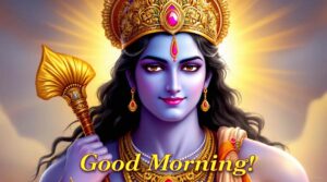 Bless your mornings with jai shri ram good morning images download, capturing Lord Ram’s serene form amidst golden morning light.