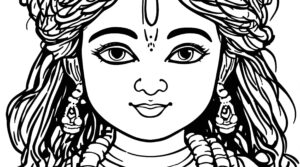 Simple "Krishna images for colouring" with Krishna’s soft expression are perfect for small children to enjoy colouring.