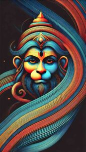 Abstract HD wallpaper Hanuman logo featuring protective circular shapes symbolizing Hanuman's role as a protector, set against a black background.