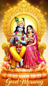 radha krishna good morning image 19 A royal Radha Krishna good morning image symbolizing divinity, grace, and harmony, perfect for inspiring morning wishes.
