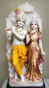 Radha Krishna marble murti images capture their eternal love with stunning, lifelike details in a serene marble sculpture.