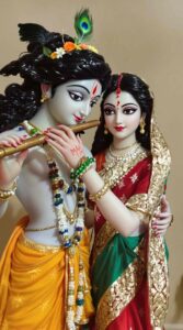 Radha Krishna marble murti images capture celestial harmony with lifelike details in marble, showing their eternal love and devotion.