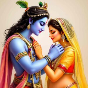 These Radha Krishna pics for DP show the beauty of love at first sight between the divine lovers.