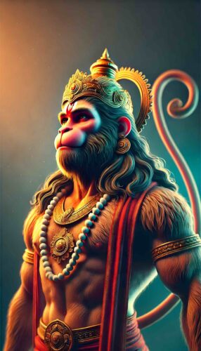 A serene Hanuman Ji standing photo representing protection and peace.