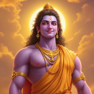 A divine "shri ram dp for whatsapp" showing Lord Ram holding a shield, combining strength and serenity.