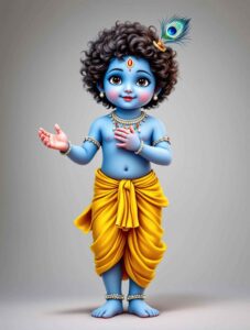 A stylish cute Krishna DP for WhatsApp, showing Krishna’s joyous dance, perfect for those who want a vibrant, lively profile image.