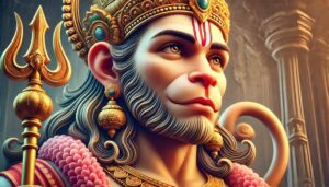 tranquil lord hanuman upper body pics hd wallpaper A powerful and serene image of Lord Hanuman's upper body in HD, showcasing his strength. This image is a prime example of hanuman pics hd wallpaper.