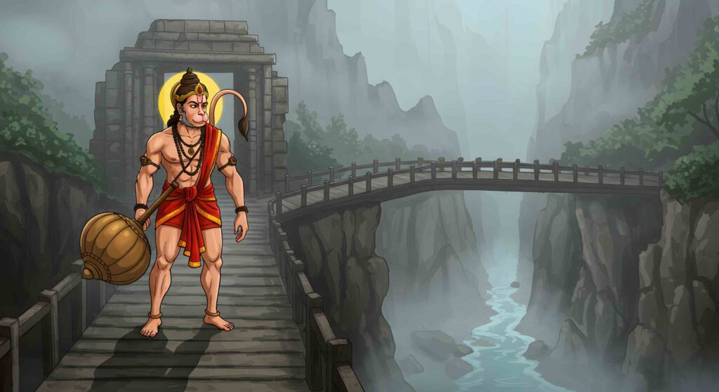 Hanuman Guarding a Bridge – Epic Scene 10