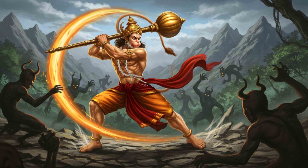 Hanuman Swinging His Mace – Action Cartoon 10